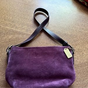 Coach mini baguette suede bag
